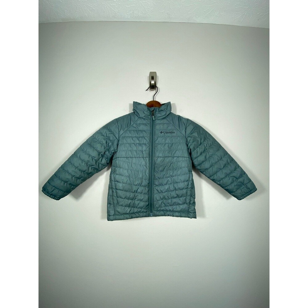 Columbia Kids Quilted Puffer Jacket Teal Blue Fleece Lined 4/5 XXS